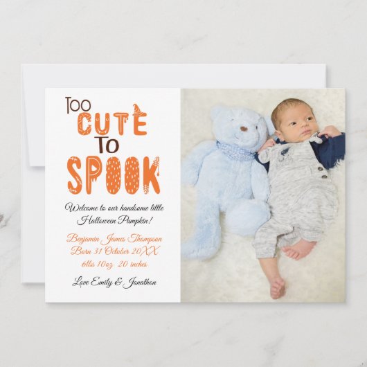 ハロウィーン写真新生児少年 案内状 (正面)