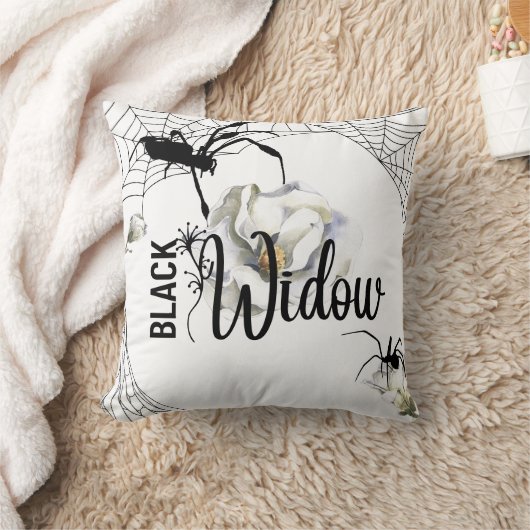 ハロウィーン切手コレクション"ブラックウィドウ" 16" x 16" クッション (ブランケット)