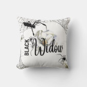 ハロウィーン切手コレクション"ブラックウィドウ" 16" x 16" クッション (正面)