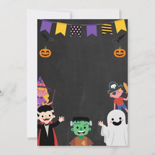 ハロウィーン初の誕生日パーティーの不気味衣装 招待状 (裏面)