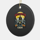 ハロウィーン到来ダンシングスケルトン城パンプキン セラミックオーナメント (左)