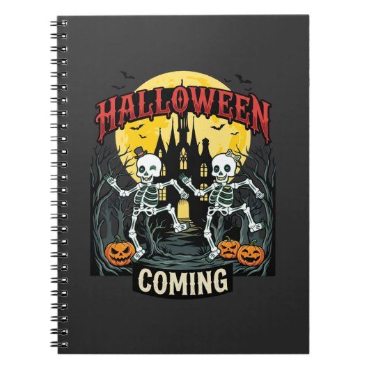 ハロウィーン到来ダンシングスケルトン城パンプキン ノートブック (正面)