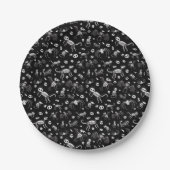 ハロウィーン動物こうもり犬ネコクモの骨格 ペーパープレート (正面)