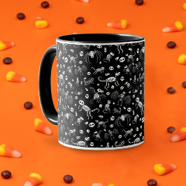 ハロウィーン動物こうもり犬ネコクモの骨格 マグカップ