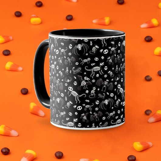 ハロウィーン動物こうもり犬ネコクモの骨格 マグカップ