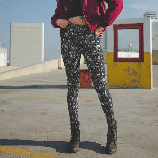 ハロウィーン動物こうもり犬ネコクモの骨格 レギンス