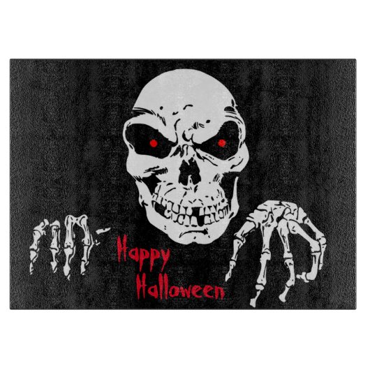 ハロウィーン化粧ガラス切断板/スカル カッティングボード (正面)