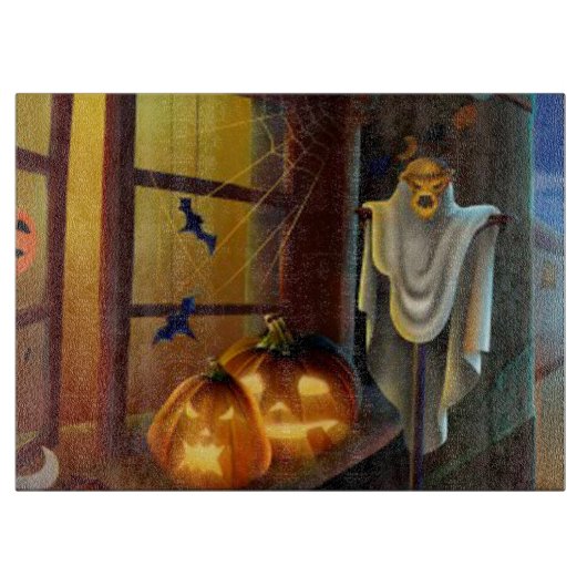 ハロウィーン化粧ガラス切断板/幽霊 カッティングボード (正面)