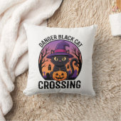 ハロウィーン危険黒猫クロッシング クッション (ブランケット)