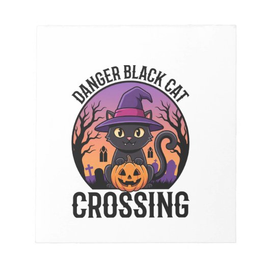 ハロウィーン危険黒猫クロッシング ノートパッド (正面)