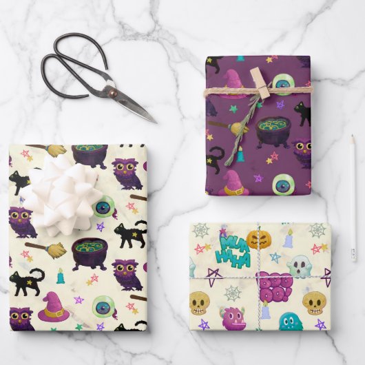 ハロウィーン及び秋不気味パターン ラッピングペーパーシート (正面)