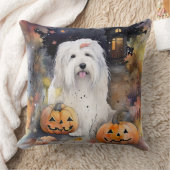 ハロウィーン古いイギリスの牧羊犬カボチャ怖い クッション (ブランケット)