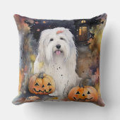 ハロウィーン古いイギリスの牧羊犬カボチャ怖い クッション (正面)