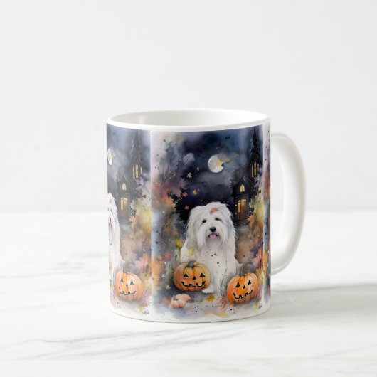 ハロウィーン古いイギリスの牧羊犬カボチャ怖い コーヒーマグカップ (正面右)