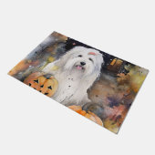 ハロウィーン古いイギリスの牧羊犬カボチャ怖い ドアマット (アングル)