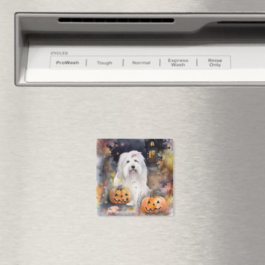 ハロウィーン古いイギリスの牧羊犬カボチャ怖い マグネット (インサイチュ (食洗機))