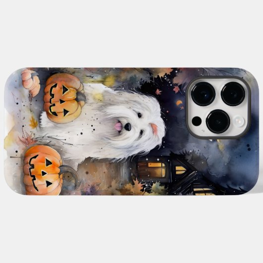 ハロウィーン古いイギリスの牧羊犬カボチャ怖い Case-Mate iPhoneケース (裏面 (横))