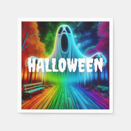 ハロウィーン叫び声幽霊 スタンダードカクテルナプキン (正面)