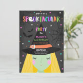 ハロウィーン可愛い魔女誕生パーティー·スプークタクル 招待状 (スタンド正面)