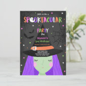 ハロウィーン可愛い魔女誕生パーティー·スプークタクル 招待状 (スタンド正面)