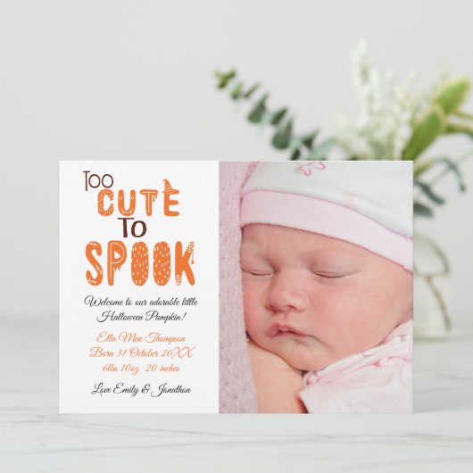 ハロウィーン可愛すぎて撮影新生児女の子 案内状 (スタンド正面)