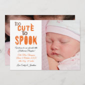 ハロウィーン可愛すぎて撮影新生児女の子 案内状 (正面/裏面)