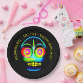 ハロウィーン名年ネオンルックグローブルースカル9" ペーパープレート (パーティー)