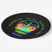 ハロウィーン名年ネオンルックグローブルースカル9" ペーパープレート (アングル)