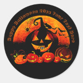 ハロウィーン名年20xxグローパンプキンキャットくもの巣 ラウンドシール (正面)