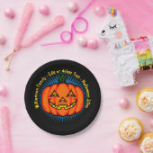 ハロウィーン名年20xxネオングロールックカボチャ7" ペーパープレート (パーティー)