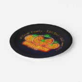 ハロウィーン名年20xxネオングロールックカボチャ7" ペーパープレート (アングル)