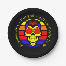 ハロウィーン名年20xx文字レトロサンセットスカル ペーパープレート