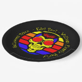 ハロウィーン名年20xx文字レトロサンセットスカル ペーパープレート (アングル)