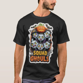ハロウィーン向けのイラスト「Playful Squad Ghouls」 Tシャツ