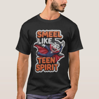 ハロウィーン吸血鬼 SMEEL LIKE TEEN SPIRIT グラフィック Tシャツ