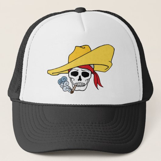 ハロウィーン喫煙スカルとバンダナマンガ キャップ (正面)