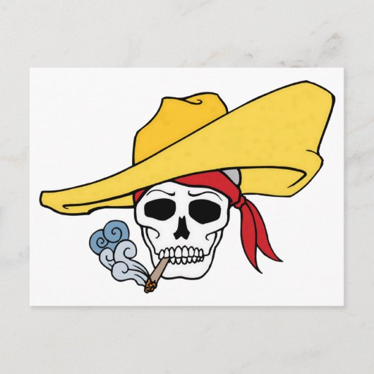 ハロウィーン喫煙スカルとバンダナマンガ ポストカード (正面)