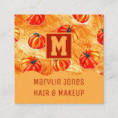 ハロウィーン型かぼちゃ模様 スクエア名刺 (正面)