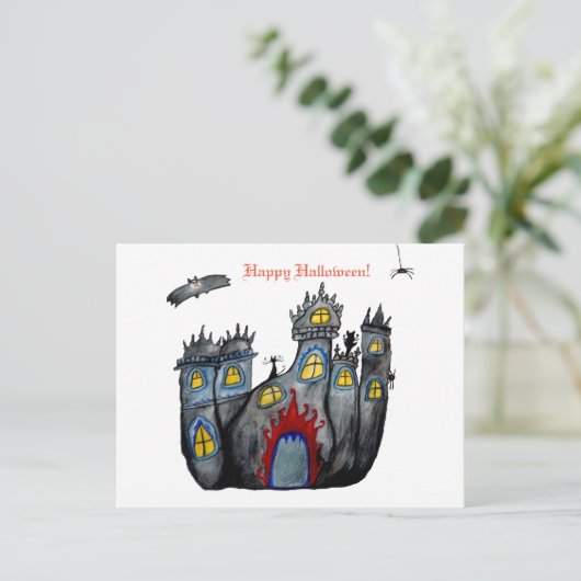 ハロウィーン城ハッピーハローウィンはがき ポストカード (スタンド正面)