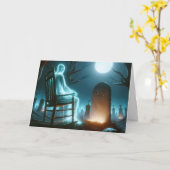 ハロウィーン墓地とマン幽霊 カード (黄色い花)