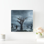 ハロウィーン墓地アットナイトスクエアウォールクロック スクエア壁時計 (ホーム)