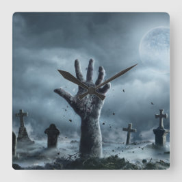 ハロウィーン墓地アットナイトスクエアウォールクロック スクエア壁時計