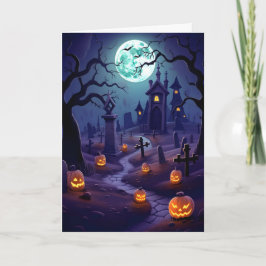 ハロウィーン墓地イラストレーション カード