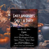 ハロウィーン墓地キャットコスチューム甘い16誕生日 招待状