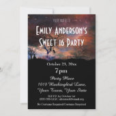 ハロウィーン墓地キャットコスチューム甘い16誕生日 招待状 (正面)