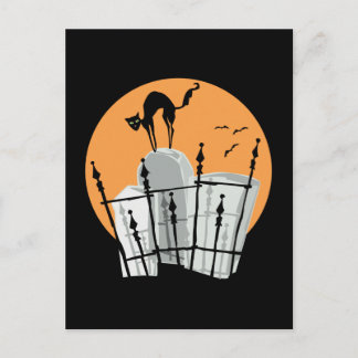 ハロウィーン墓地キャット ポストカード