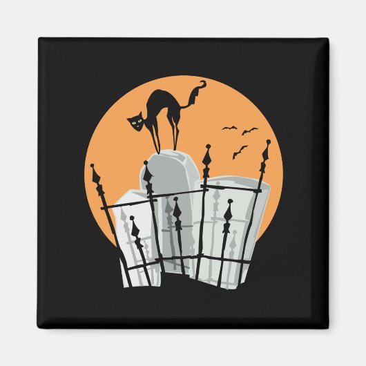 ハロウィーン墓地キャット マグネット (正面)