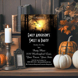 ハロウィーン墓地コスチューム甘い16誕生日 招待状