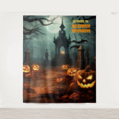 ハロウィーン墓地シつるーンの背景 タペストリー (正面)