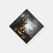 ハロウィーン墓地シーンのカボチャ幽霊のよく出るハウス スタンダードカクテルナプキン (角)